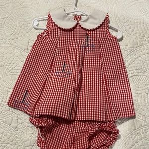 Red gingham sailboat dress